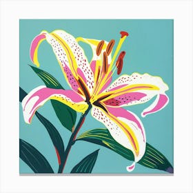 Lily 1 Square Flower Illustration Canvas Print