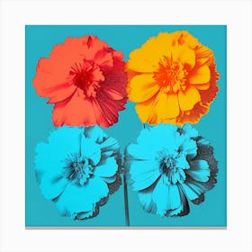 Andy Warhol Style Pop Art Flowers Marigold 2 Square Canvas Print