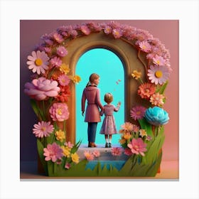 Mother And Daughter In The Garden Canvas Print