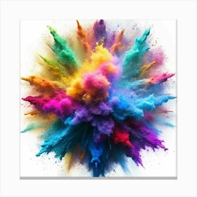 Colorful Powder Explosion Isolated On White Background Canvas Print