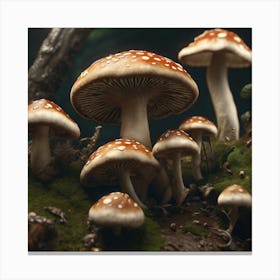 Mushrooms In The Forest 32 Canvas Print