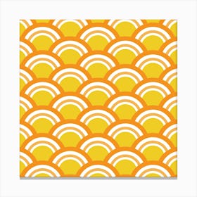 Yellow and Orange Japanese Waves Canvas Print