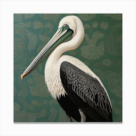 Ohara Koson Inspired Bird Painting Brown Pelican 5 Square Canvas Print