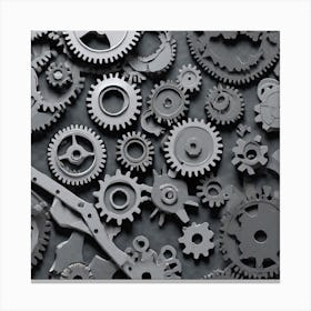 Gears On A Black Background 38 Canvas Print