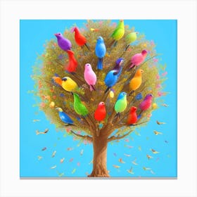 Colorful Birds In A Tree 2 Canvas Print