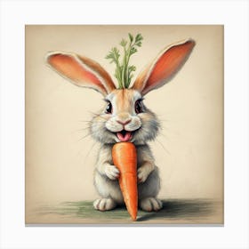 Rabbit Holding Carrot 1 Canvas Print