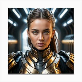 Futuristic Woman In Armor Canvas Print