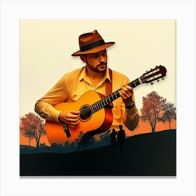 Man Playing An Acoustic Guitar Canvas Print