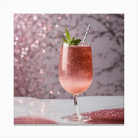 Pink Cocktail With Mint Garnish Canvas Print