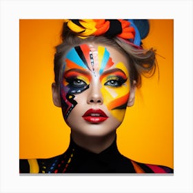 Young Woman With Colorful Makeup Canvas Print