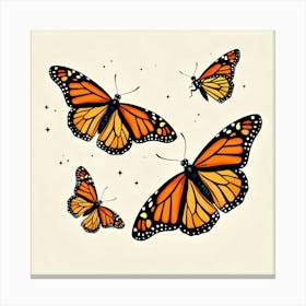 Three flying Colorful monarch butterflies Canvas Print