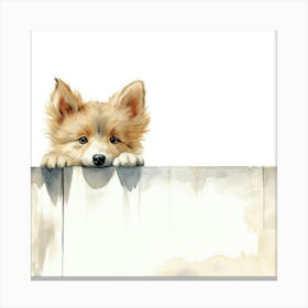 Corgi Puppy On A Fence Canvas Print