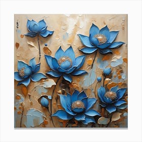 Pattern with blue Lotus flowers 1 Canvas Print