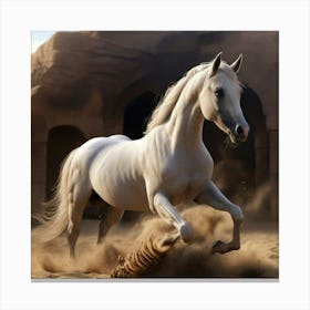 White Horse In The Desert Canvas Print