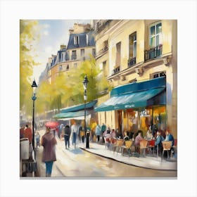 Paris Cafe.Cafe in Paris. spring season. Passersby. The beauty of the place. Oil colors.20 Canvas Print