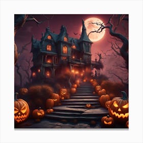 Halloween Haunted House Canvas Print