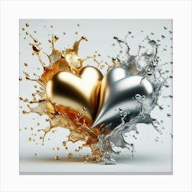Gold And Silver Hearts Canvas Print