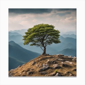 Lone Tree On Top Of Mountain 38 Canvas Print