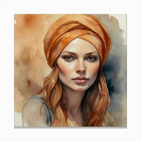 Painting Of A Woman Wearing A Turban Canvas Print