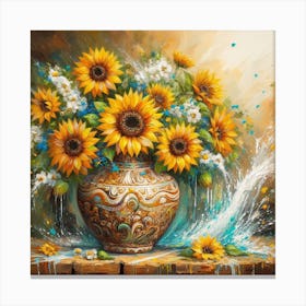 Sunflowers In A Vase 6 Canvas Print