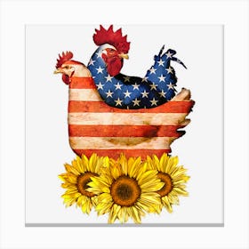 Trending Chicken Farm Animals Farmer Girl American Flag Canvas Print