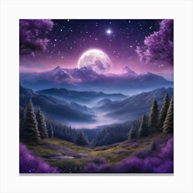 Full Moon In The Mountains 3 Canvas Print