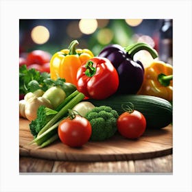 Vegetables On A Cutting Board Canvas Print