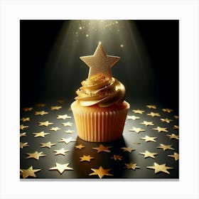 Golden Star Cupcake 1 Canvas Print