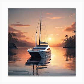 Sunset On A Yacht Canvas Print