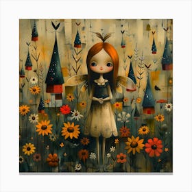 Fairy Garden, Naïf, Whimsical, Folk, Minimalistic Canvas Print