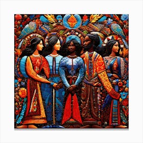 Family Of Four, An Image Showing A Mosaic Of Different Cultural Symbols And People From Various Backgrounds Holding Canvas Print