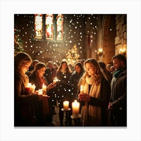 A Serene Christmas Eve Service Parishioners Immersed In Expressions Of Spiritual Surrender Engulfe (2) Canvas Print