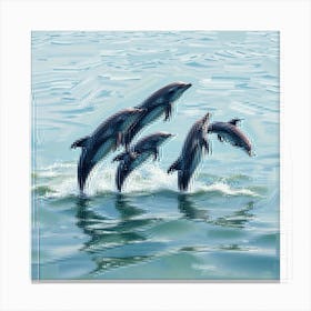 Dolphins Jumping 1 Canvas Print