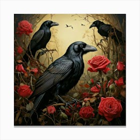 Firefly Haunting Crows Amid Roses And Thorny Shadows 10620 (2) Canvas Print