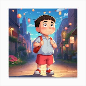 Boy In A City Canvas Print