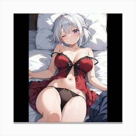 Anime Girl Laying In Bed 1 Canvas Print