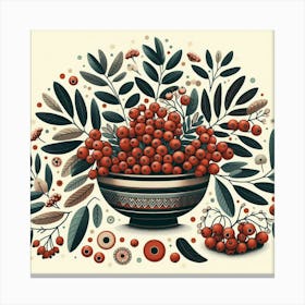 Scandinavian Art, Rowan berries 1 Canvas Print