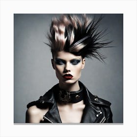 Woman In A Leather Jacket Canvas Print