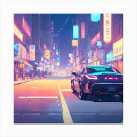 Neon City Car Canvas Print