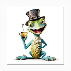 Lizard In Top Hat Canvas Print