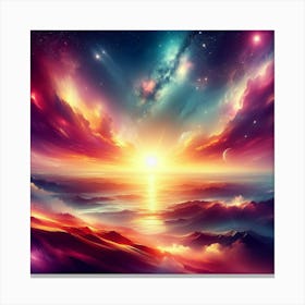 Sun Rising Over The Ocean Canvas Print