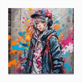 Girl With Headphones Canvas Print