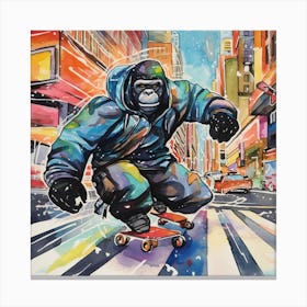 Gorilla On Skateboard 1 Canvas Print