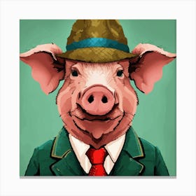 Mr Farmer Pig Canvas Print