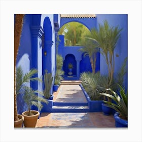 Jardin Majorelle Morocco Modern Blue Illustration art print Canvas Print