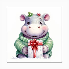 Christmas Hippo 2 Canvas Print