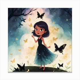 Fairytale Girl With Butterflies Canvas Print