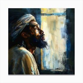 Man Looking Out Of The Window Canvas Print