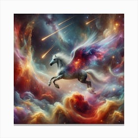 Unicorn Flying In Space Canvas Print