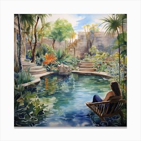 Woman In A Garden Canvas Print